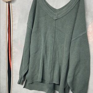 Aerie Green V-Neck Sweater